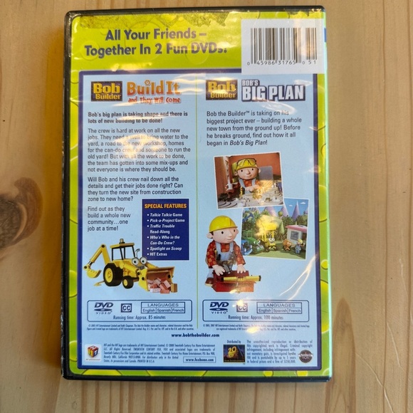 VTG! 2000’s Bob the Builder: Build It & They Will Come/Bob's Big Plan DVD Kids - Picture 2 of 4